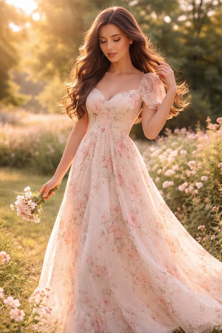“Soft Girl Aesthetic Floral Maxi Dress 🌸